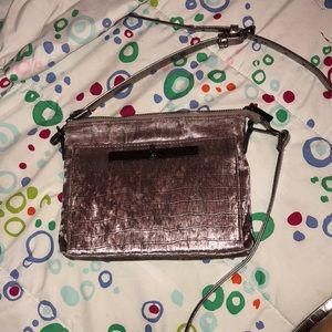 Enzo Angiolini Metallic Pink Suede Crossbody